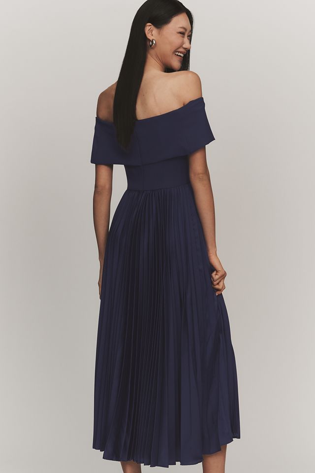Hutch Stockton Off-Shoulder Satin Maxi Dress | Anthropologie