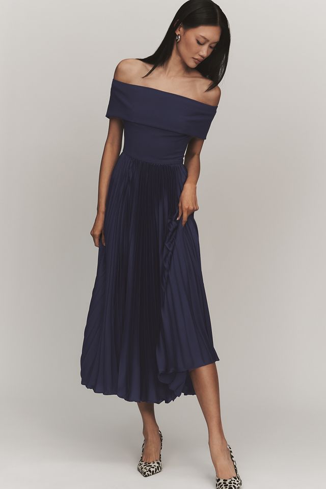 Hutch Stockton Off-Shoulder Satin Maxi Dress