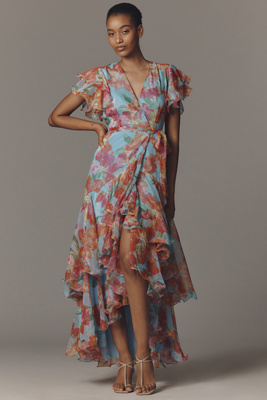 Hutch Samara Ruffle Midi Wrap Dress