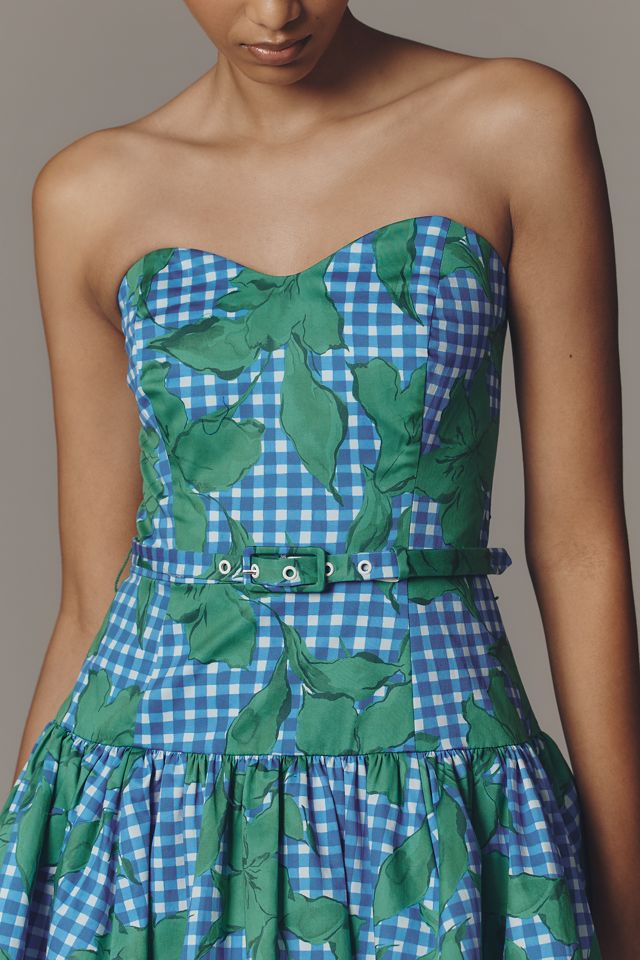 Junie Strapless Belted Mini Dress by Hutch in Green, Size: 6 at Anthropologie