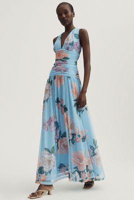 blue dress for baby girl New Anthropologie / BHLDN Blue Halter Maxi 