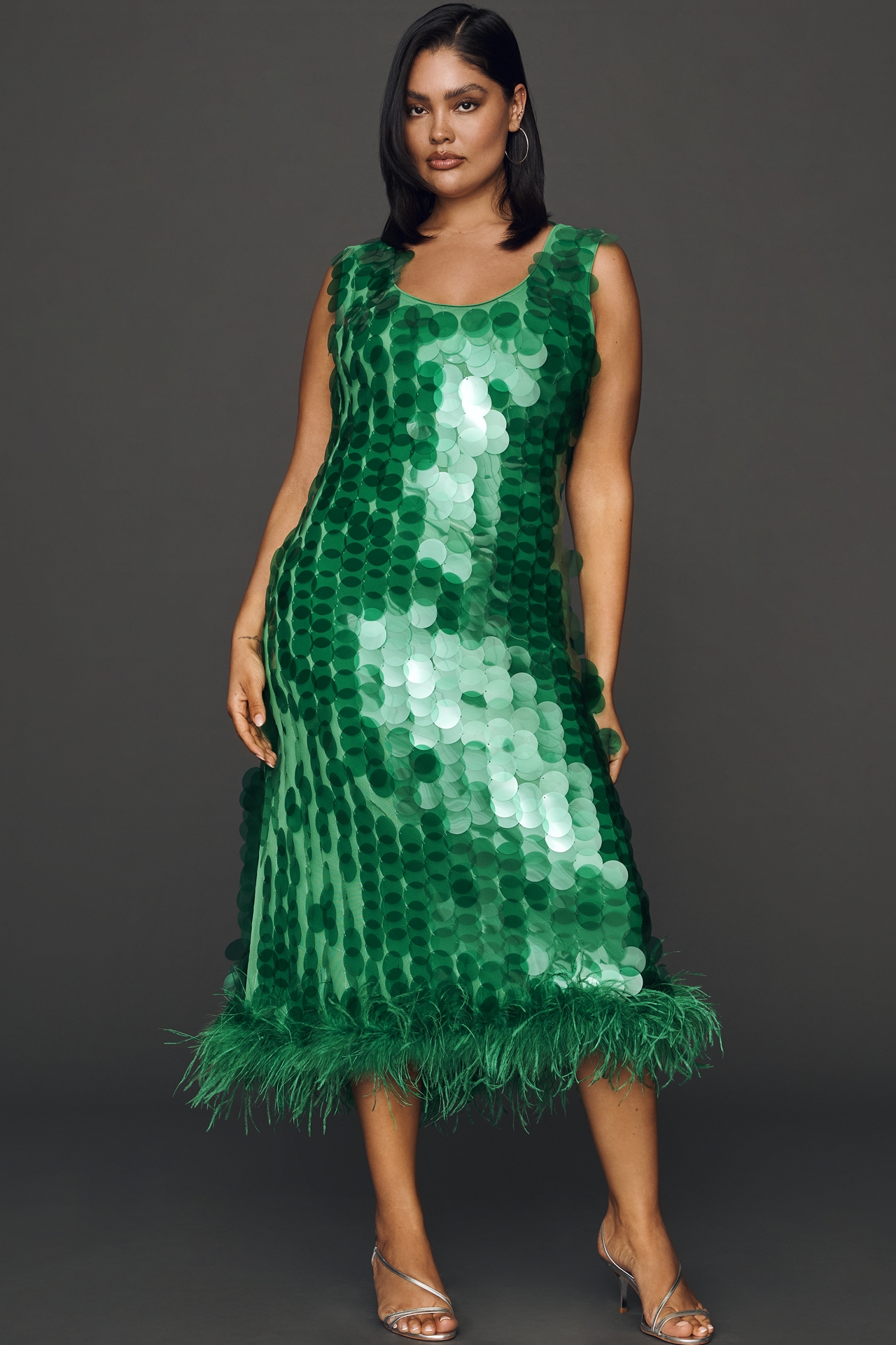 Hutch Scoop-Neck Sequin Midi Dress