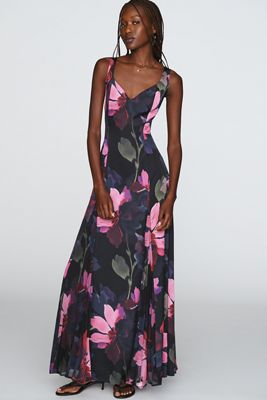 floral long dresses Yolanda Sleeve Maxi Dress With its flowing silhouette A Line/Princess V-Neck Long Sleeves
