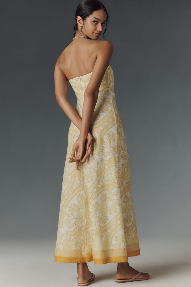 KIVARI Madeline Linen Blend Strapless Maxi Dress #3