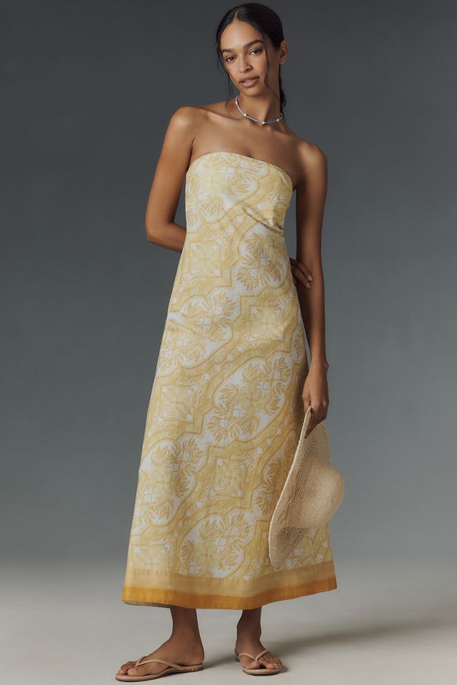 KIVARI Madeline Linen Blend Strapless Maxi Dress #2
