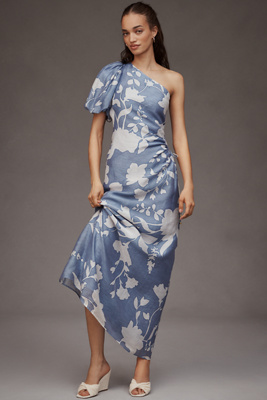 Shop Kivari Amelie One-shoulder Side-cutout A-line Maxi Dress