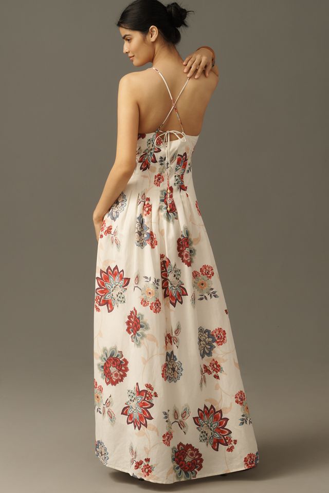 KIVARI Provence Linen Blend Sleeveless V-Neck Maxi Dress #1