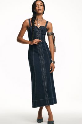 KIVARI Joelle Sweetheart Denim Midi Dress