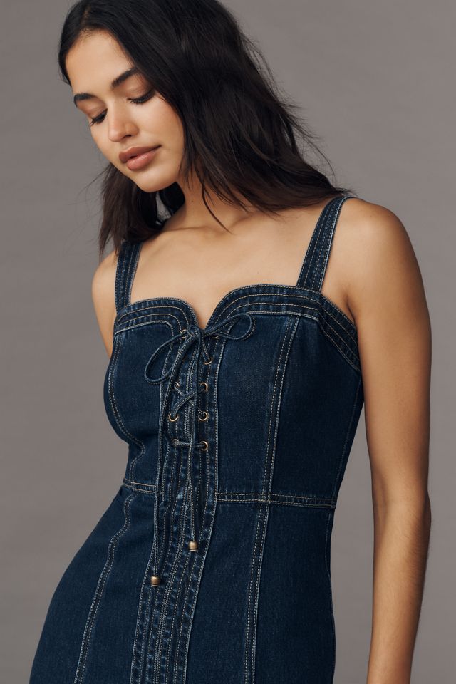 KIVARI Joelle Sweetheart Denim Midi Dress #3