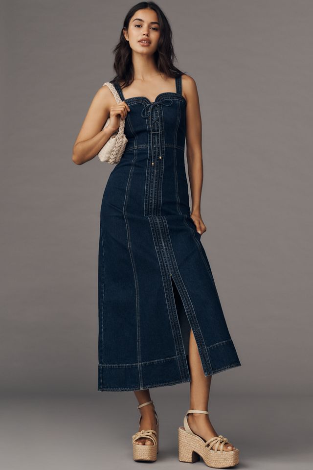 KIVARI Joelle Sweetheart Denim Midi Dress #1