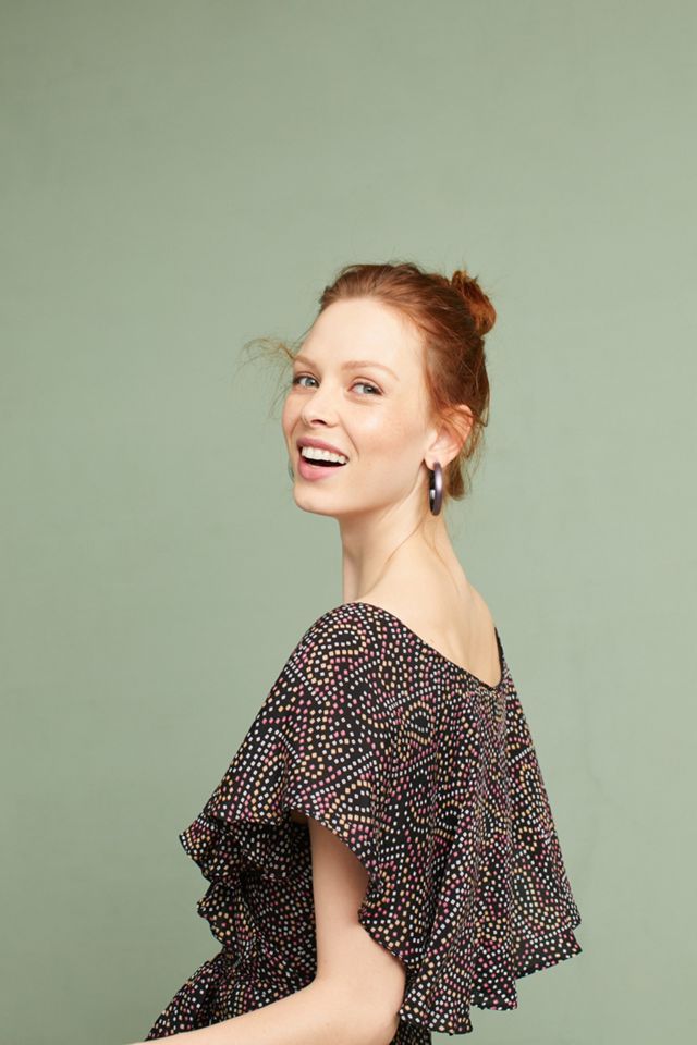 Dotted & Ruffled Wrap Maxi Dress #1