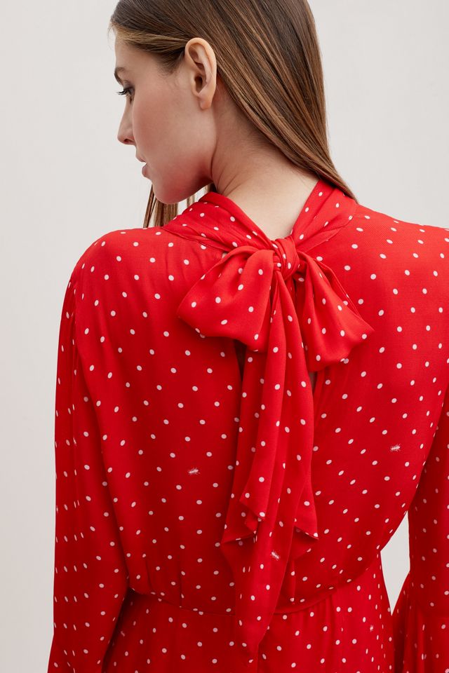 essentiel antwerp pink polka dot dress Light pink and red polka-dot stretch-jersey midi dress