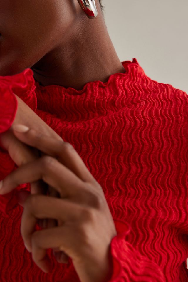 Mila Textured Mock-Neck Long-Sleeve Midi Dress #2