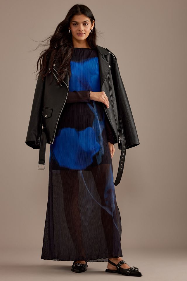 By Anthropologie Blue Tulip Long-Sleeve Plisse Maxi Dress #2
