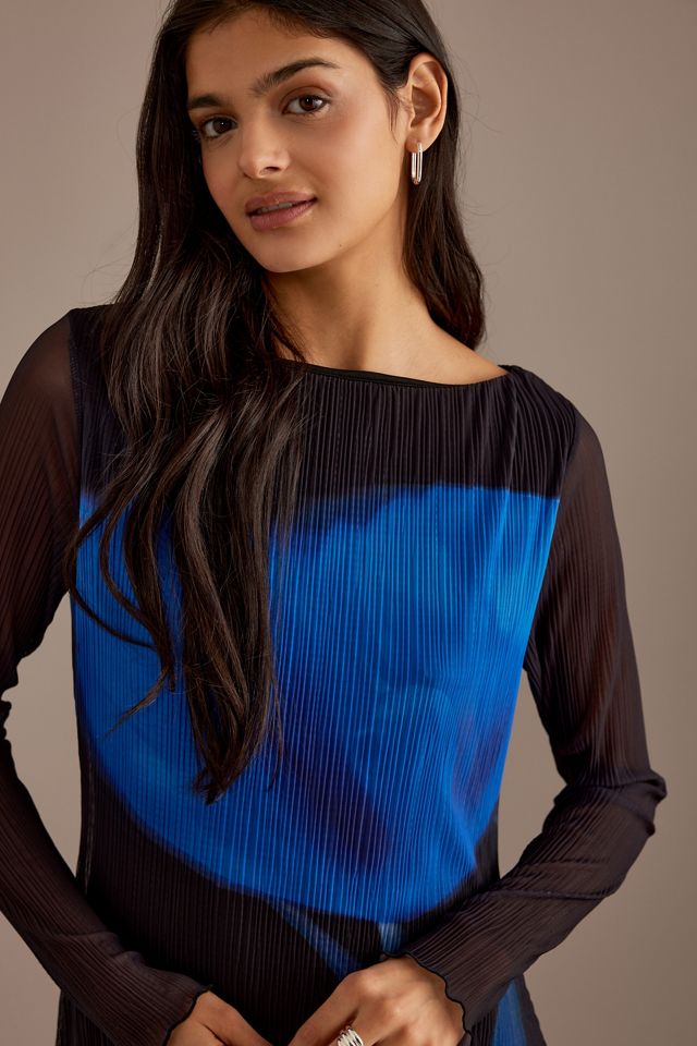 By Anthropologie Blue Tulip Long-Sleeve Plisse Maxi Dress #4