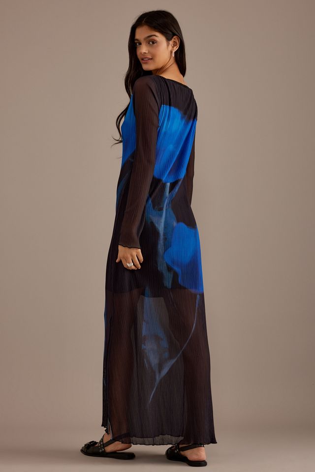 By Anthropologie Blue Tulip Long-Sleeve Plisse Maxi Dress #5