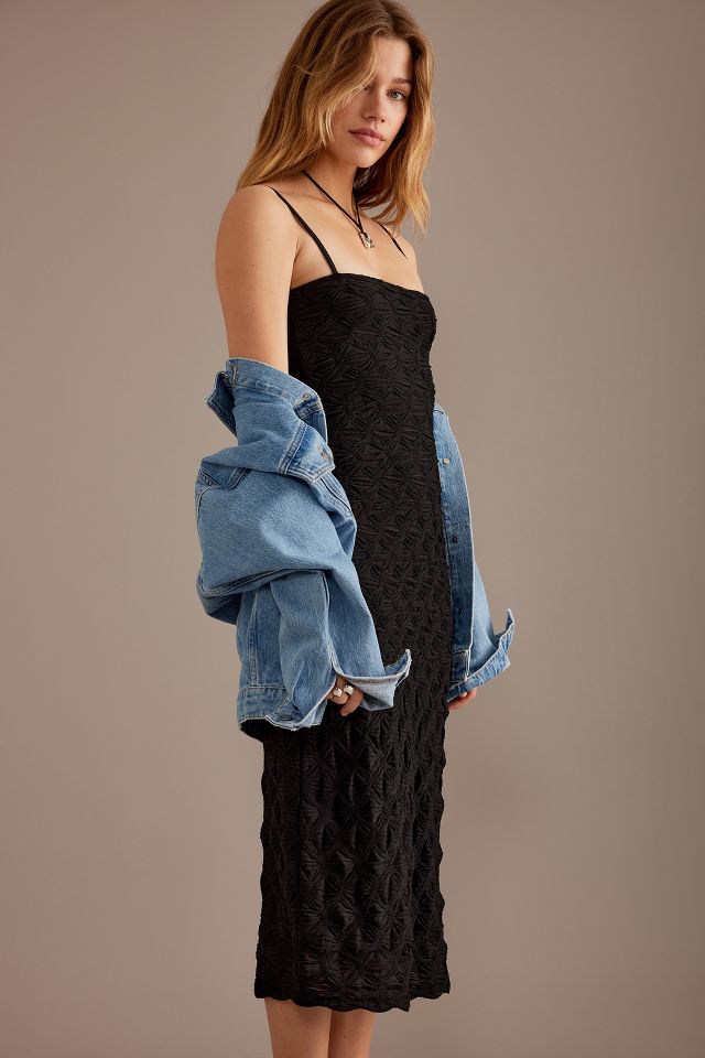 Black Midi Dress, Black Strappy Lace Skirt Midi Dress