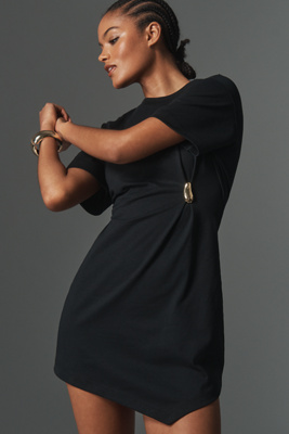 By Anthropologie Gathered Mini Dress In Black