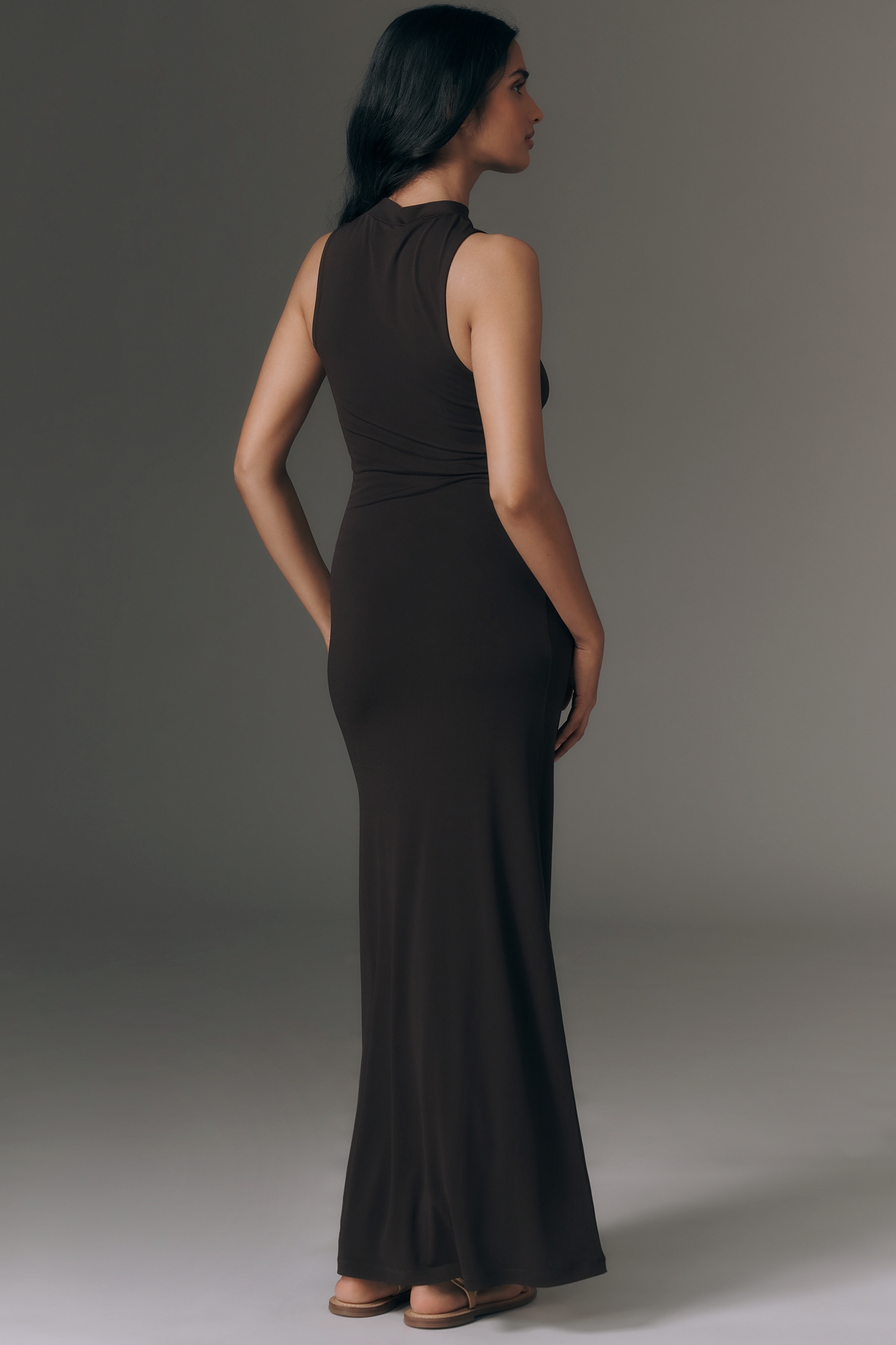 By Anthropologie Ruched Sleeveless Knit Maxi Dress