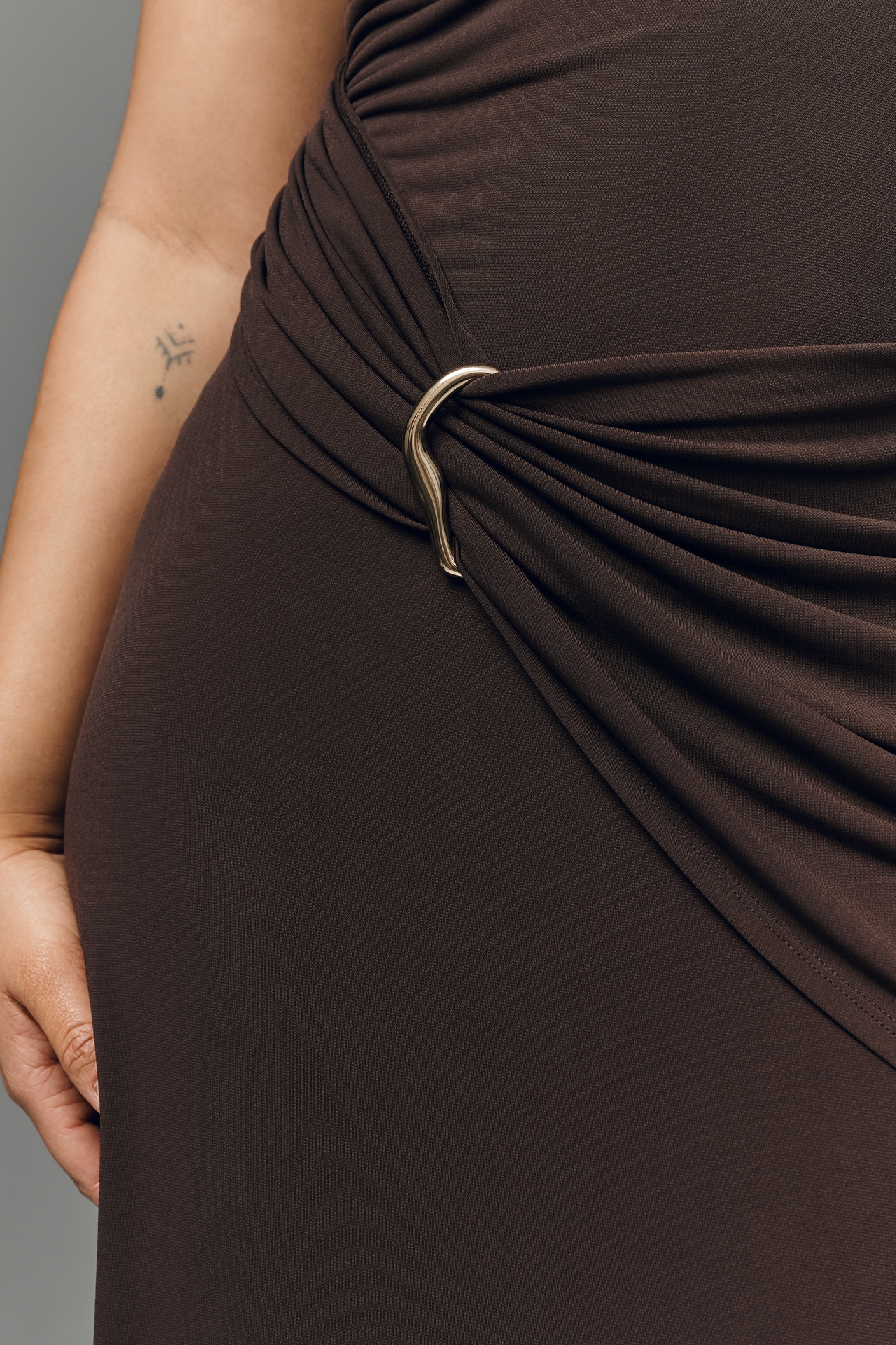 By Anthropologie Ruched Sleeveless Knit Maxi Dress