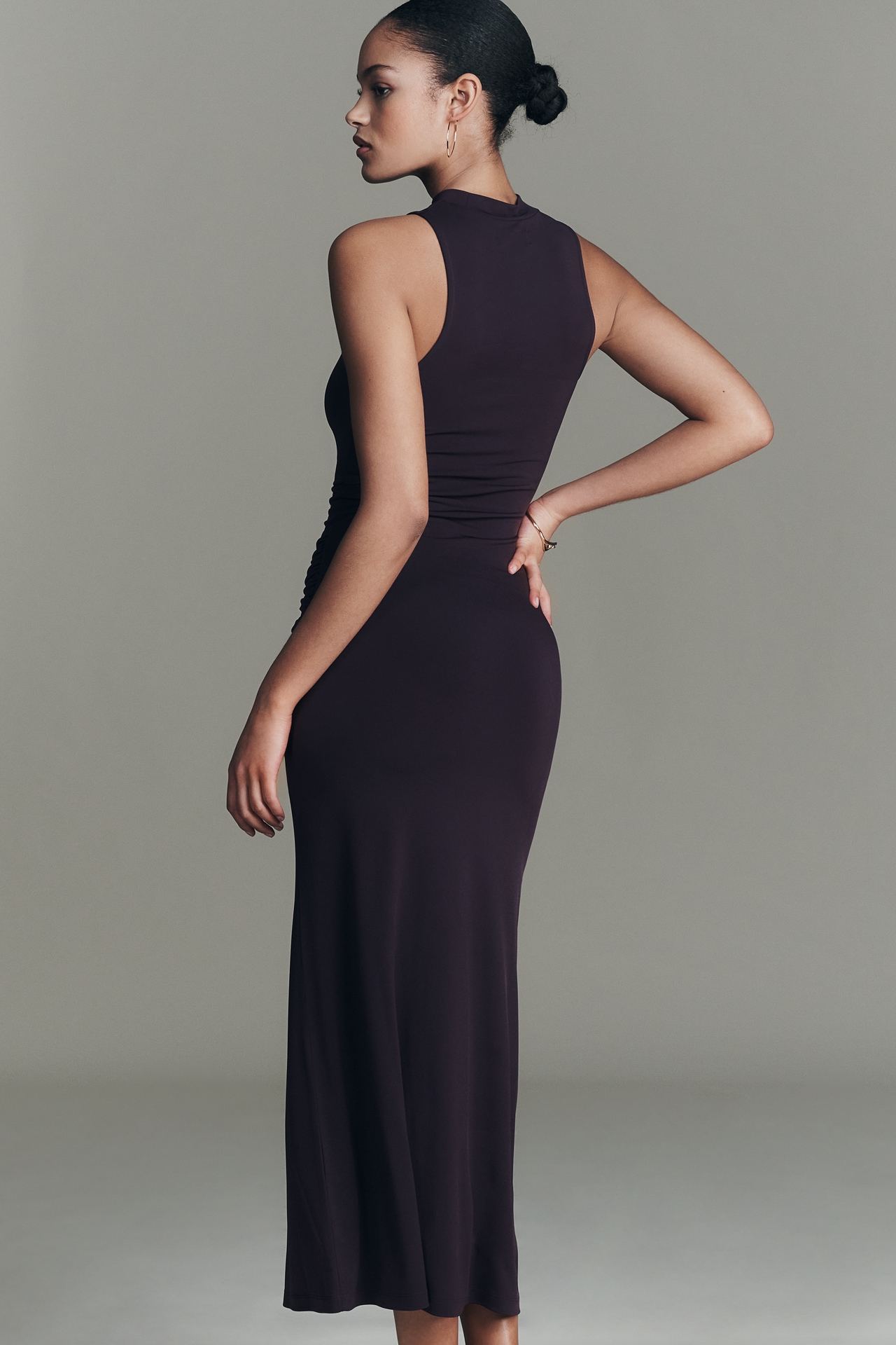 By Anthropologie Ruched Sleeveless Knit Maxi Dress