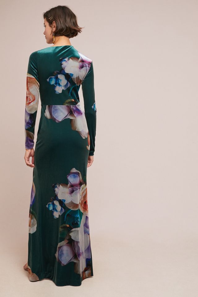 Velvet Floral Maxi Dress #1