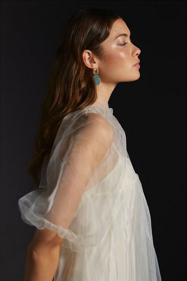 Black Halo Sheer Organza Mini Dress | Anthropologie