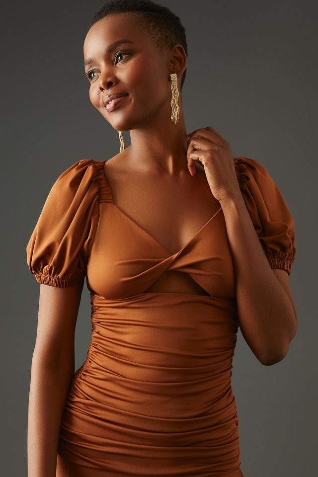 Black Halo Ruched Asymmetrical Dress #1