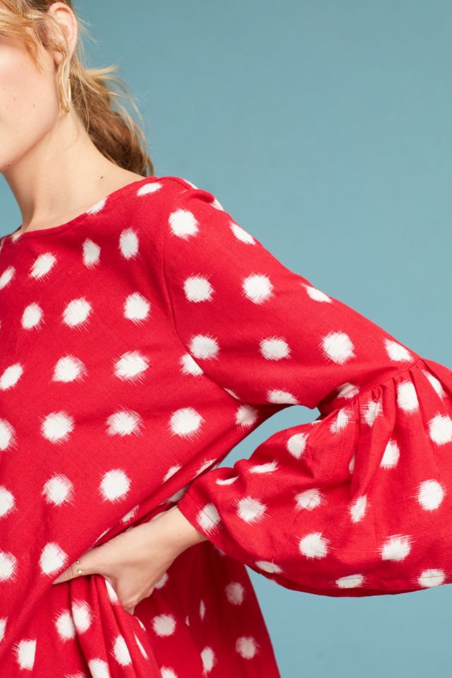 Spotted Bell-Sleeve Swing Dress #1