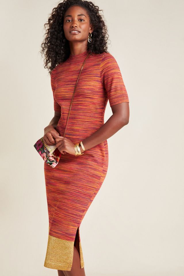 Maeve Lindy Mock Neck Knit Midi Dress