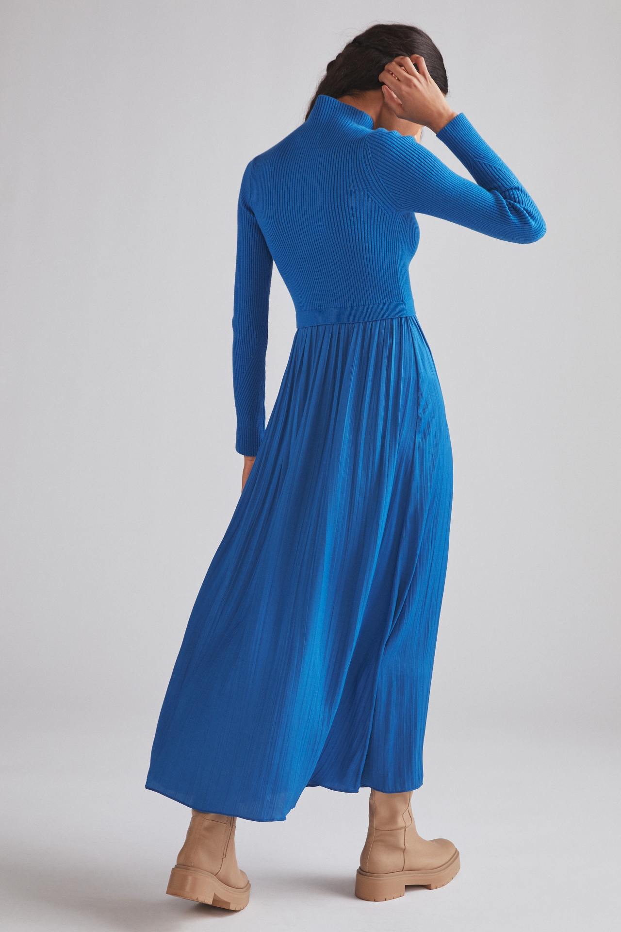 Layered Mock Neck Sweater Maxi Dress