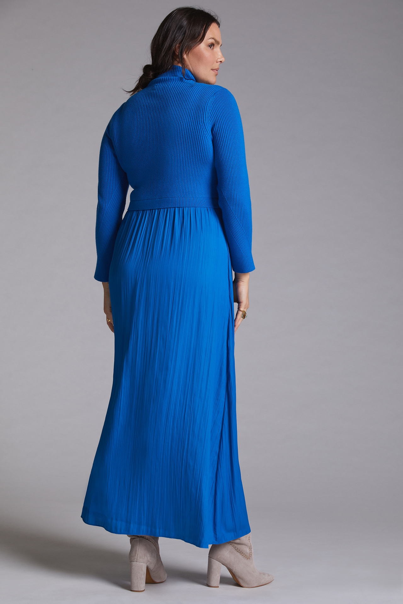 Layered Mock Neck Sweater Maxi Dress