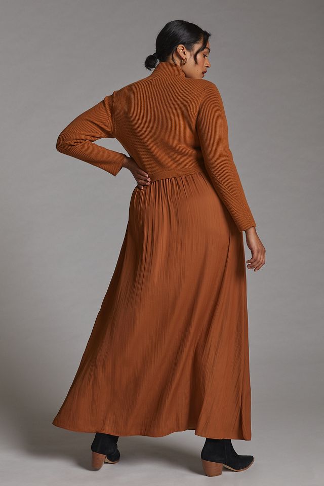 Anthropologie layered outlet sweater maxi dress