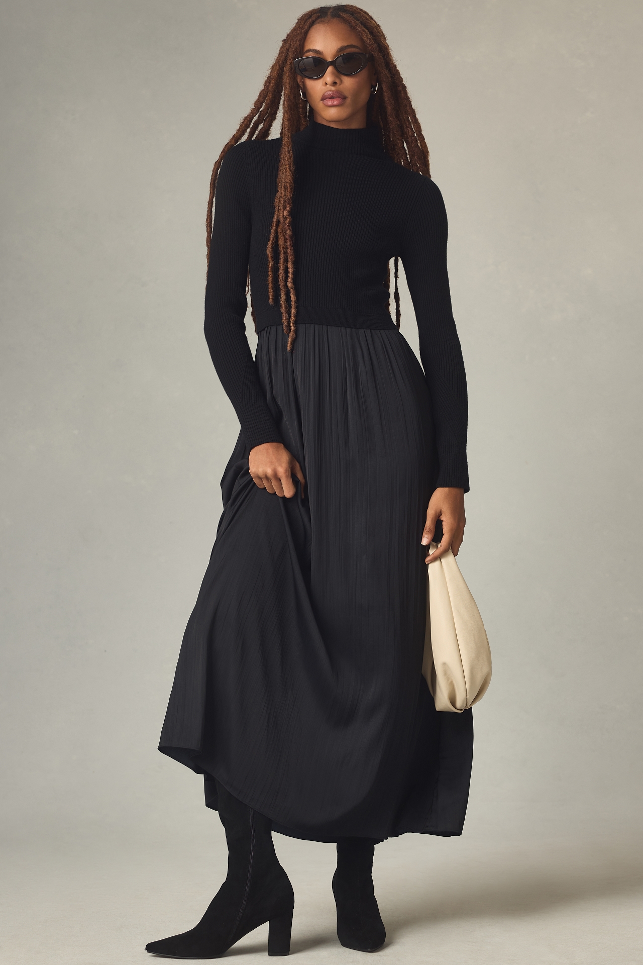 The Thea Long-Sleeve Twofer Maxi Dress