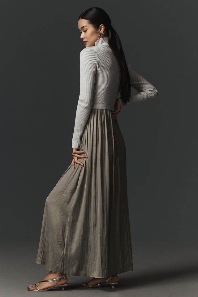 Thea Long-Sleeve Twofer Maxi Dress #2