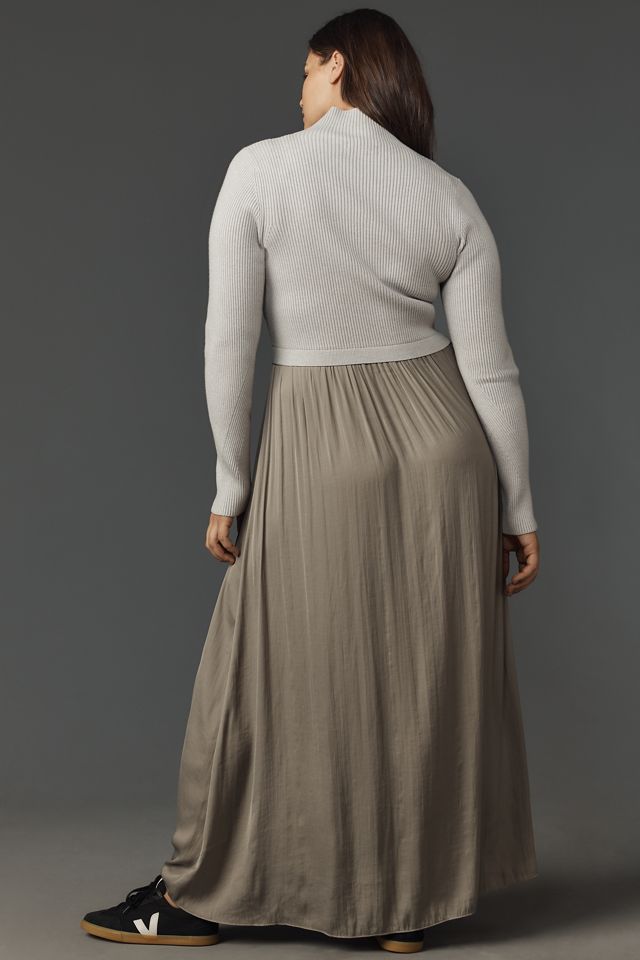 Thea Long-Sleeve Twofer Maxi Dress #5