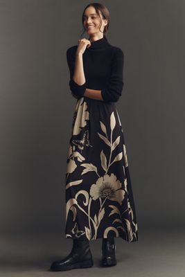 The Thea Long-Sleeve Twofer Maxi Dress