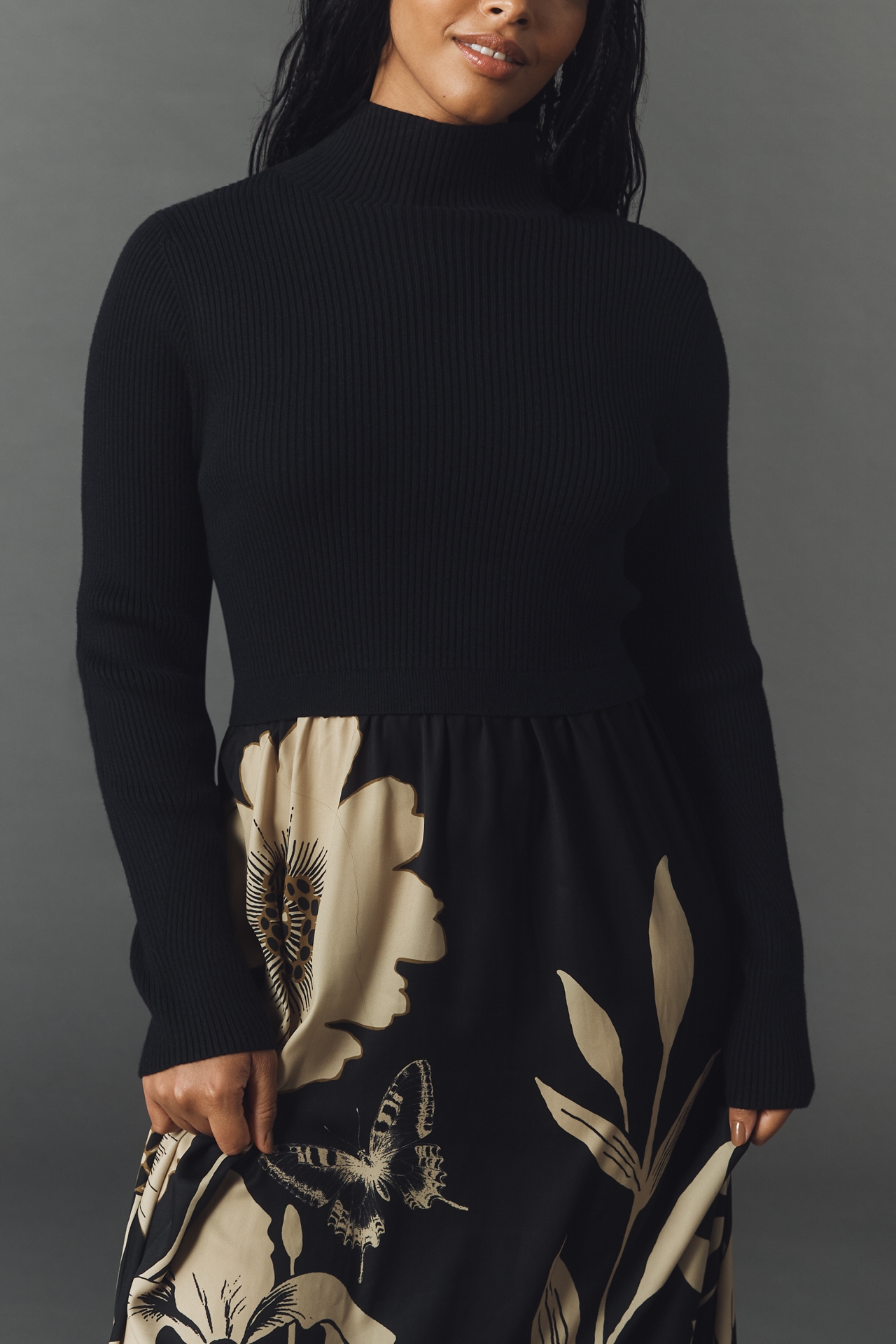 The Thea Long-Sleeve Twofer Maxi Dress