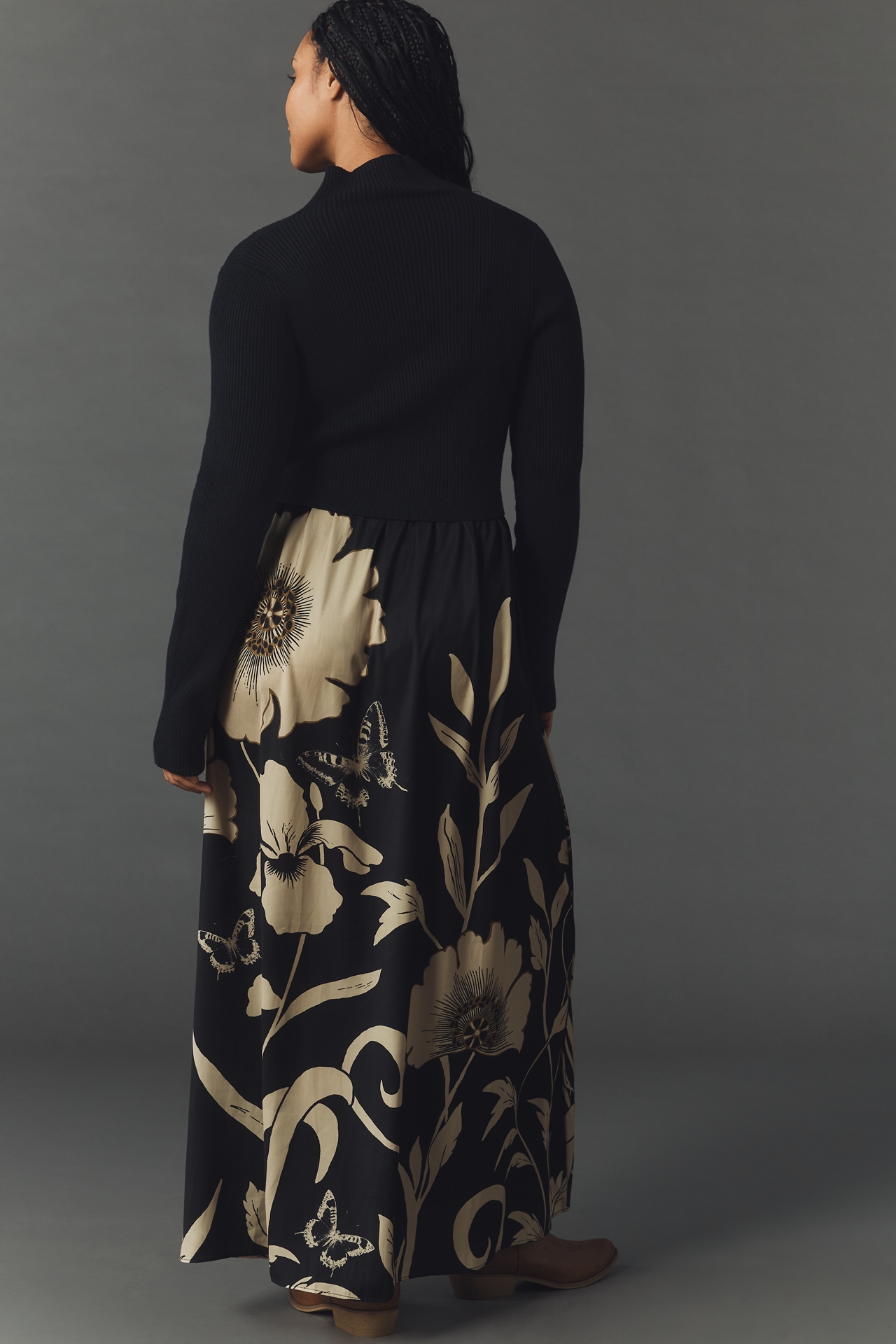 The Thea Long-Sleeve Twofer Maxi Dress