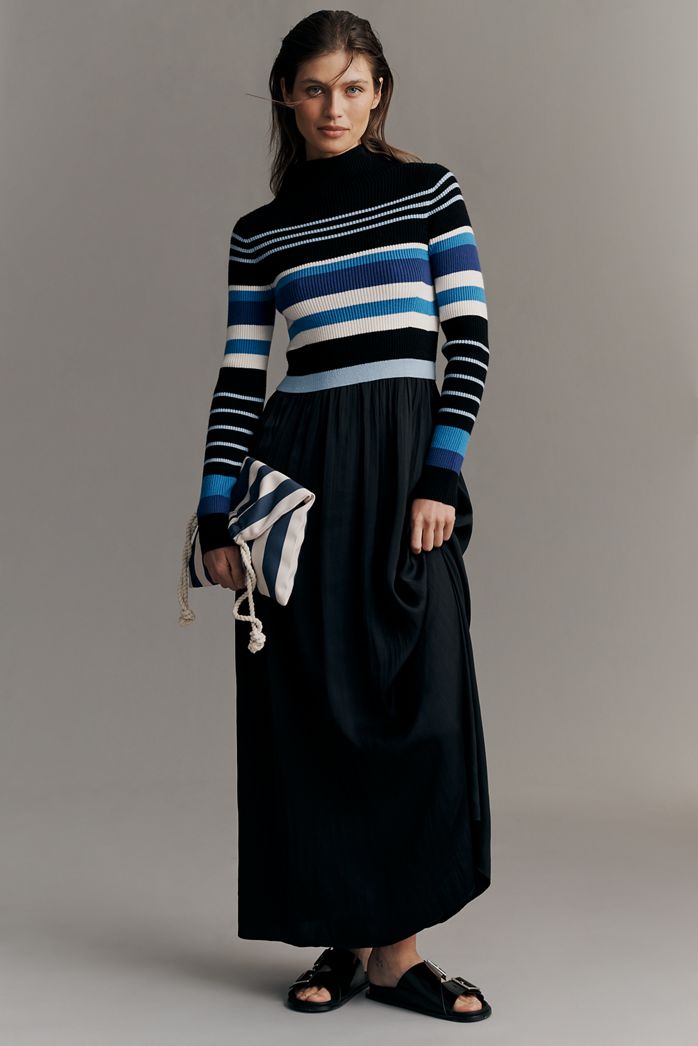 The Thea High-Neck Mockable Maxi Jumper Dress