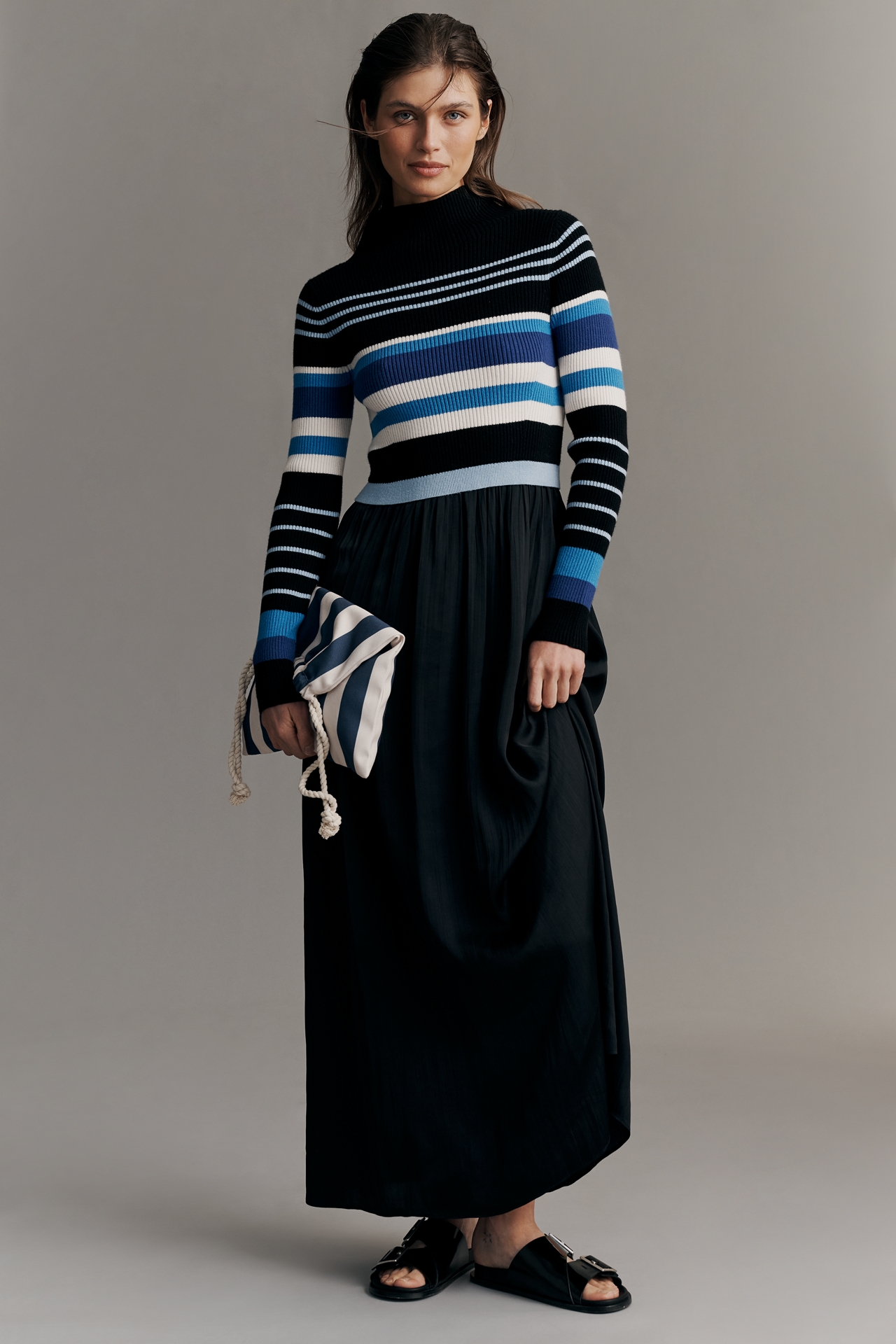 The Thea Long-Sleeve Twofer Maxi Dress