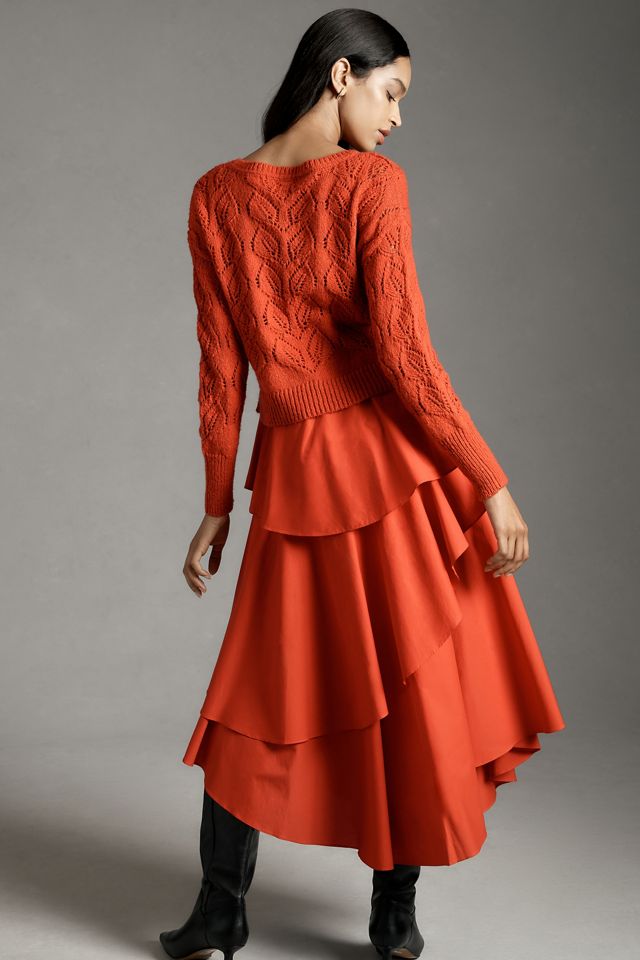 By Anthropologie Twofer Sweater Tiered Midi Dress #2