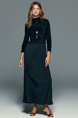 Thea Long-Sleeve Eyelash Twofer Sweater Dress by Anthropologie