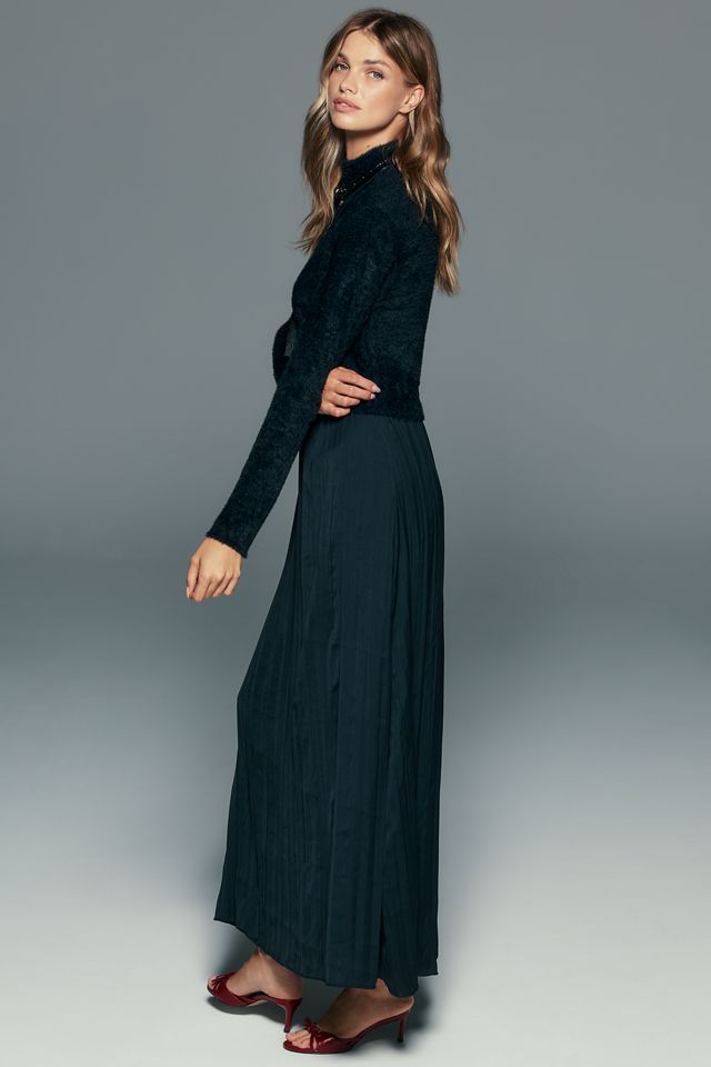 Thea Long-Sleeve Eyelash Twofer Sweater Dress #1