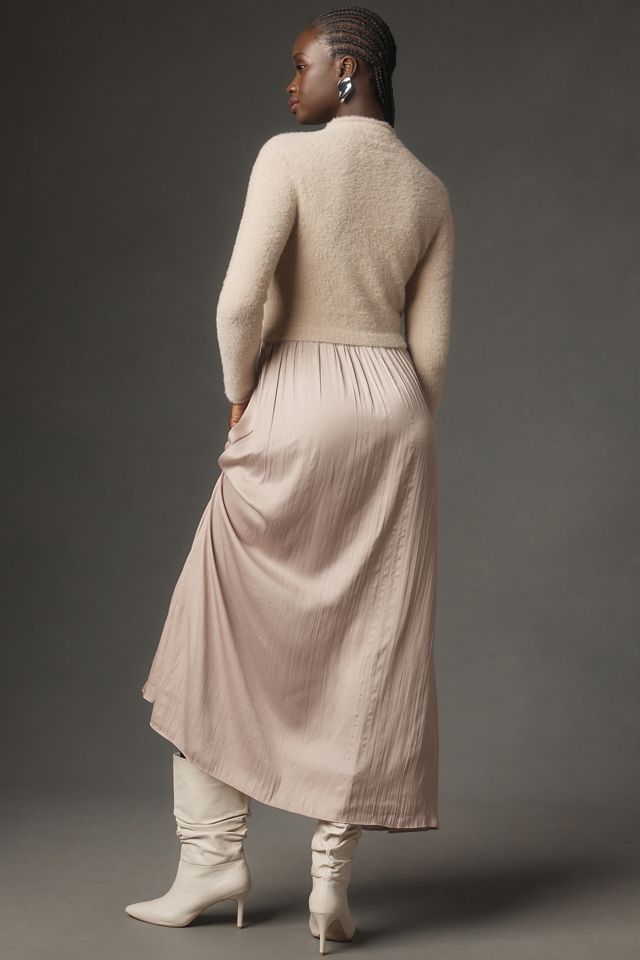 The Thea Long-Sleeve Eyelash Twofer Sweater Dress #2