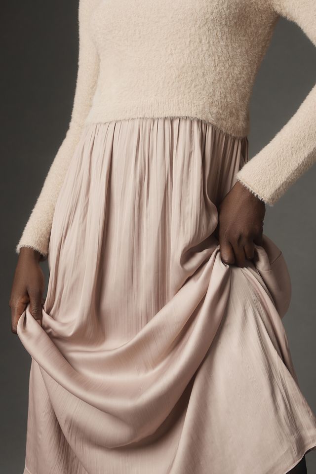 The Thea Long-Sleeve Eyelash Twofer Sweater Dress #3