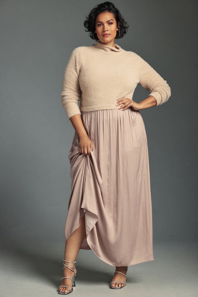 The Thea Long-Sleeve Eyelash Twofer Sweater Dress #4