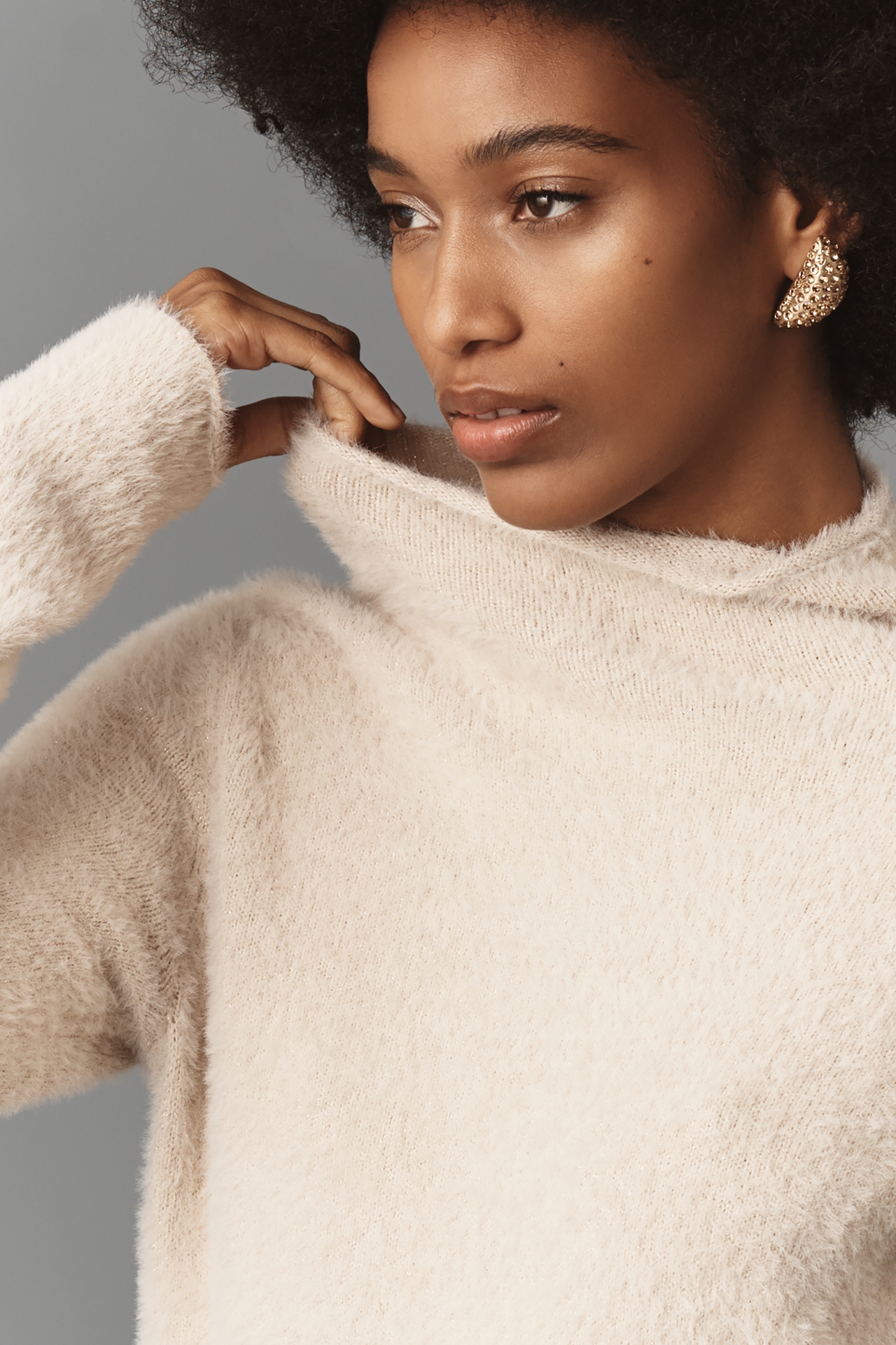 The Thea Long-Sleeve Eyelash Twofer Sweater Dress