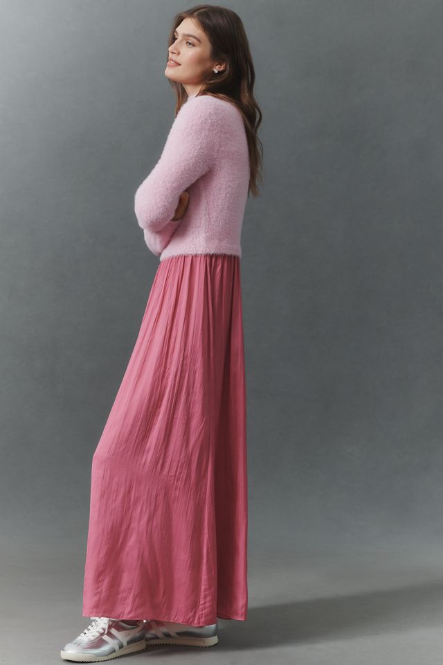 The Thea Long-Sleeve Eyelash Twofer Sweater Dress #1