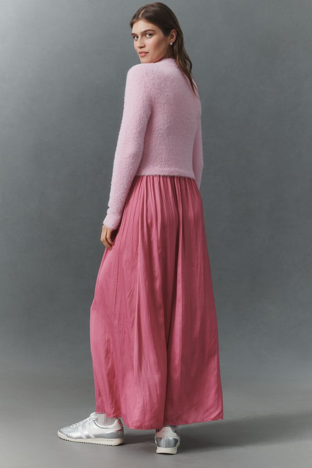 The Thea Long-Sleeve Eyelash Twofer Sweater Dress #2